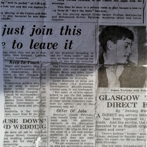 Back Of Paper With Letter From Graeme St Clair's Mother. Mentions King Farouk And Helps Date It Along With Article Assisted Passage Below