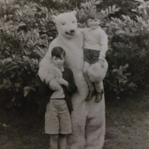 Kenneth Macaldowie Respondent Aged 7 Years In 1951 With His Younger Brother Donald At Hazlehead Park In Aberdeen With The Famous Bear